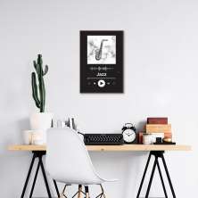Quadro Gênero Musical Jazz 43x30 Filete Marrom Preto