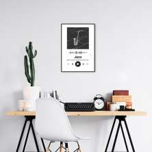 Quadro Gênero Musical Jazz 86x60 Filete Preto Branco