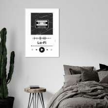 Quadro Gênero Musical Lo-Fi 100x70 Filete Branco Branco