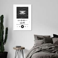 Quadro Gênero Musical Lo-Fi 43x30 Caixa Branco Branco
