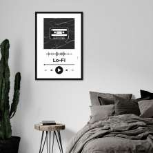 Quadro Gênero Musical Lo-Fi 43x30 Caixa Preto Branco