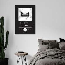 Quadro Gênero Musical Lo-Fi 43x30 Filete Preto Preto