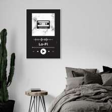 Quadro Gênero Musical Lo-Fi 60x43 Filete Branco Preto