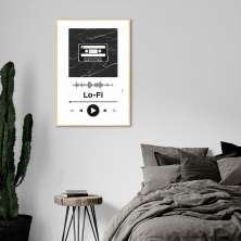 Quadro Gênero Musical Lo-Fi 60x43 Filete Marfim Branco