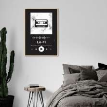Quadro Gênero Musical Lo-Fi 60x43 Filete Marfim Preto