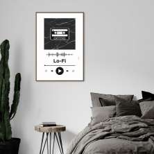 Quadro Gênero Musical Lo-Fi 60x43 Filete Marrom Branco