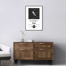 Quadro Gênero Musical Pop 100x70 Filete Preto Branco