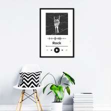 Quadro Gênero Musical Rock 43x30 Caixa Preto Branco