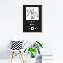 Quadro Gênero Musical Rock 43x30 Filete Marfim Preto