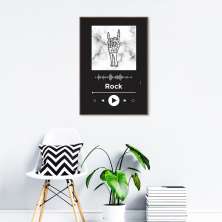 Quadro Gênero Musical Rock 43x30 Filete Marrom Preto