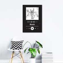 Quadro Gênero Musical Rock 43x30 Filete Preto Preto