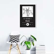 Quadro Gênero Musical Rock 60x43 Caixa Branco Preto