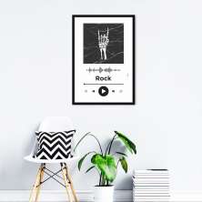Quadro Gênero Musical Rock 60x43 Filete Branco Preto