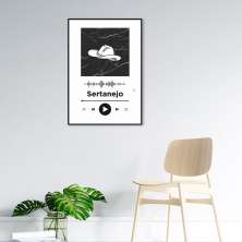Quadro Gênero Musical Sertanejo 100x70 Filete Preto Branco