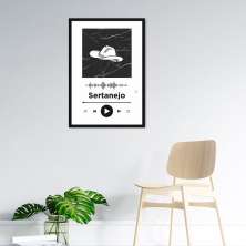 Quadro Gênero Musical Sertanejo 60x43 Caixa Preto Branco