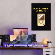 Quadro Gameboy Old School Gamer 86x60 Caixa Preto