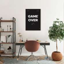 Quadro Gamer Game Over Menu 43x30 Filete Marrom