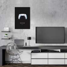 Quadro Gamer Glitch Controle PS Buttons 60x43 Caixa Preto