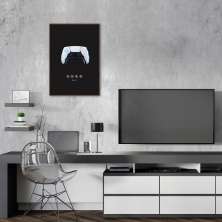 Quadro Gamer Glitch Controle PS Buttons 86x60 Filete Marrom