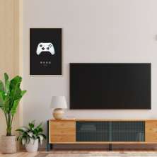 Quadro Gamer Glitch Controleuttons 43x30 Filete Marfim