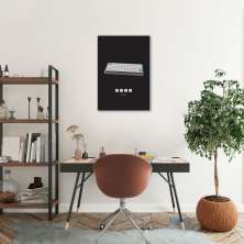 Quadro Gamer Glitch Teclado W A S D 86x60 Sem Moldura