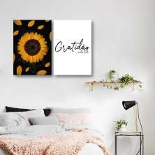 Quadro Girassol Frase Gratidão 62x43 2-43x30 Sem Moldura