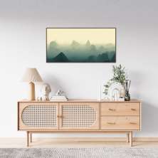 Quadro Horizonte Green Mountain 100x50 Filete Marrom