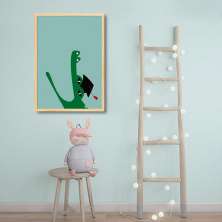 Quadro Infantil Cartoon Jacaré 43x30 Caixa Marfim