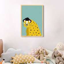 Quadro Infantil Cartoon Onça 100x70 Caixa Marfim