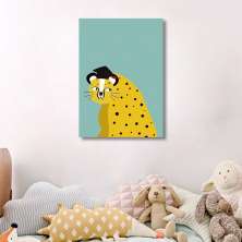 Quadro Infantil Cartoon Onça 60x43 Sem Moldura