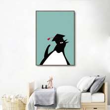Quadro Infantil Cartoon Pinguim 100x70 Filete Marrom