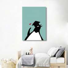 Quadro Infantil Cartoon Pinguim 43x30 Sem Moldura