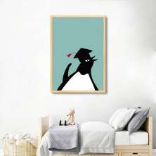 Quadro Infantil Cartoon Pinguim 60x43 Caixa Marfim