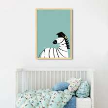 Quadro Infantil Cartoon Zebra 100x70 Caixa Marfim