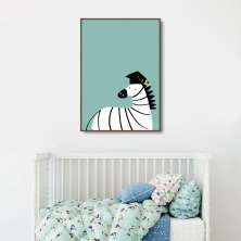 Quadro Infantil Cartoon Zebra 100x70 Filete Marrom