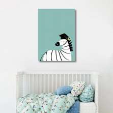 Quadro Infantil Cartoon Zebra 86x60 Sem Moldura