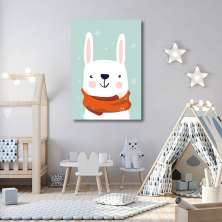 Quadro Infantil Coelho na Neve 86x60 Sem Moldura