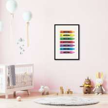 Quadro Infantil Cores em Giz 100x70 Caixa Preto