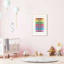 Quadro Infantil Cores em Giz 43x30 Filete Marfim