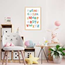 Quadro Infantil Didático ABC Colorido 86x60 Caixa Marfim