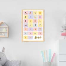 Quadro Infantil Didático Alfabeto 43x30 Caixa Marfim