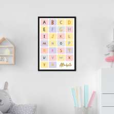 Quadro Infantil Didático Alfabeto 43x30 Caixa Preto