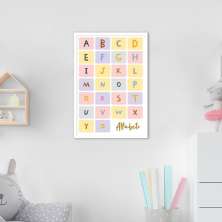 Quadro Infantil Didático Alfabeto 86x60 Caixa Branco