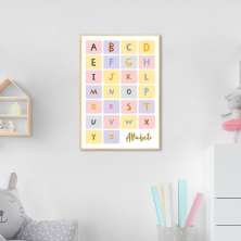 Quadro Infantil Didático Alfabeto 86x60 Filete Marfim