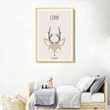 Quadro Infantil Didático Cervo 100x70 Caixa Marfim