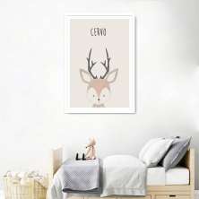 Quadro Infantil Didático Cervo 43x30 Caixa Branco