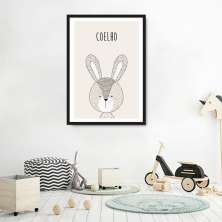 Quadro Infantil Didático Coelho 100x70 Caixa Preto