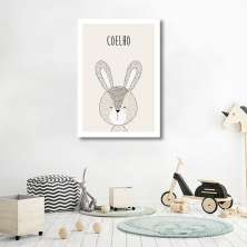 Quadro Infantil Didático Coelho 43x30 Sem Moldura