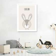 Quadro Infantil Didático Coelho 86x60 Caixa Branco