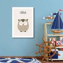 Quadro Infantil Didático Coruja 86x60 Sem Moldura